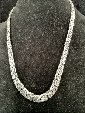Silver Byzantine Chain Necklace- Women's